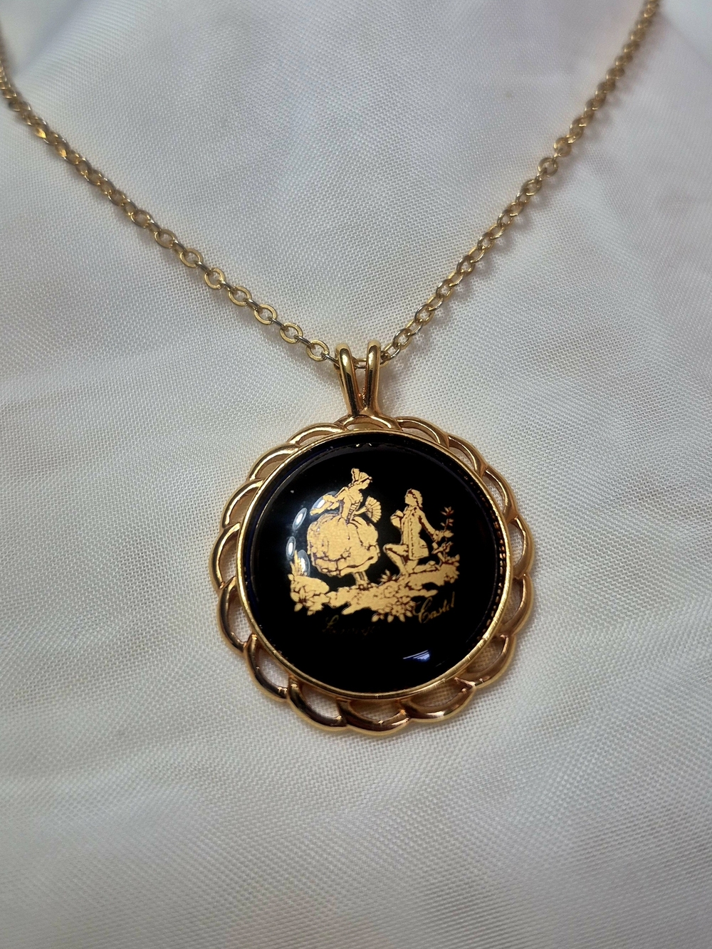 Vintage Limoges Castel Pendant Necklace France